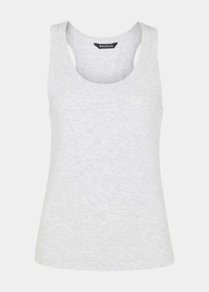 Whistles Ultimate Ribbed Scoop Vest Grey Women Tops