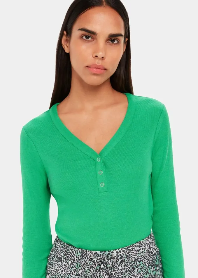 Whistles V Neck Pyjama Top Green Women Tops