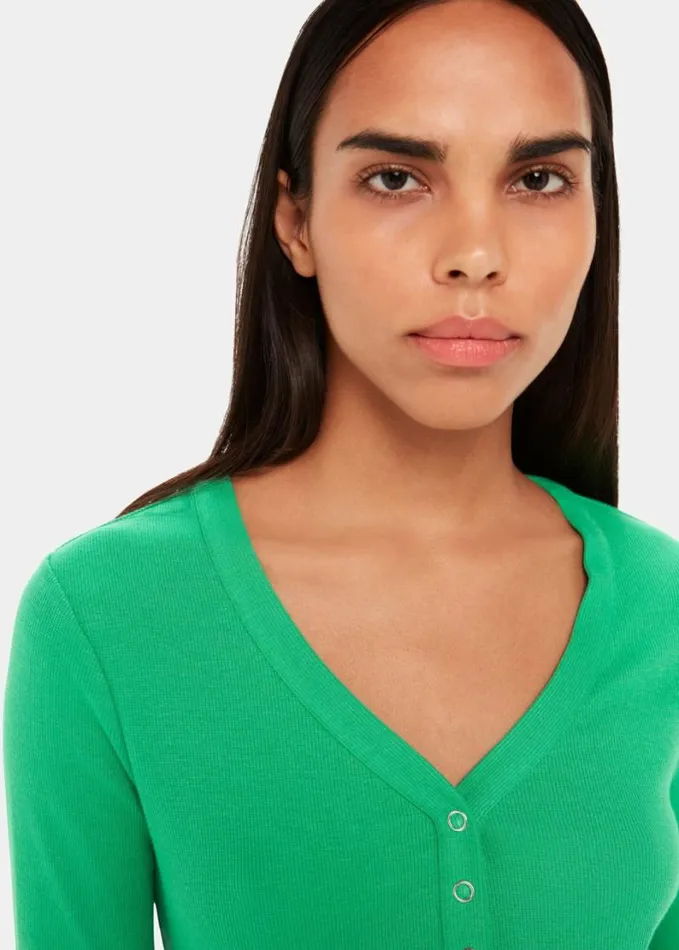 Whistles V Neck Pyjama Top Green Women Tops