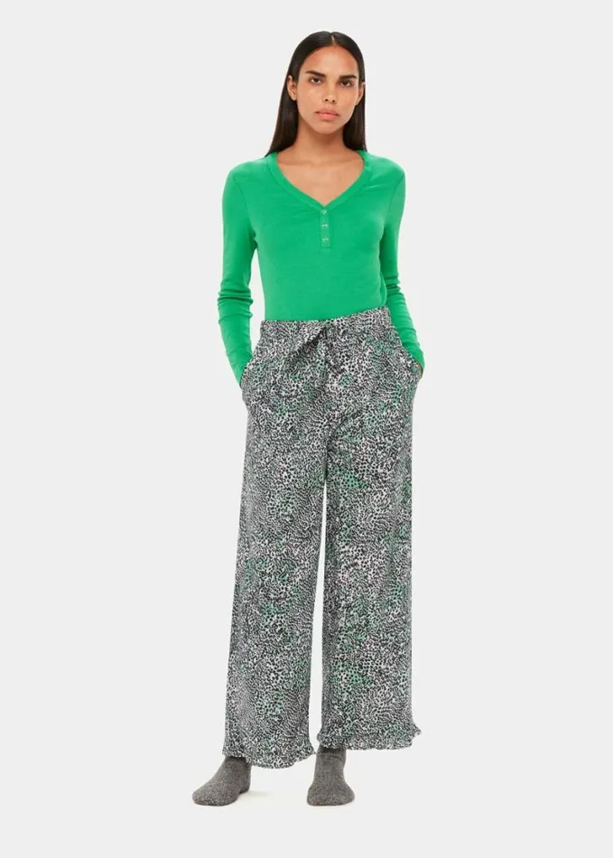 Whistles V Neck Pyjama Top Green Women Tops