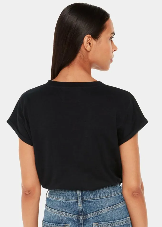 Whistles Willa VNeck Cap Sleeve Tee Black Women Tops
