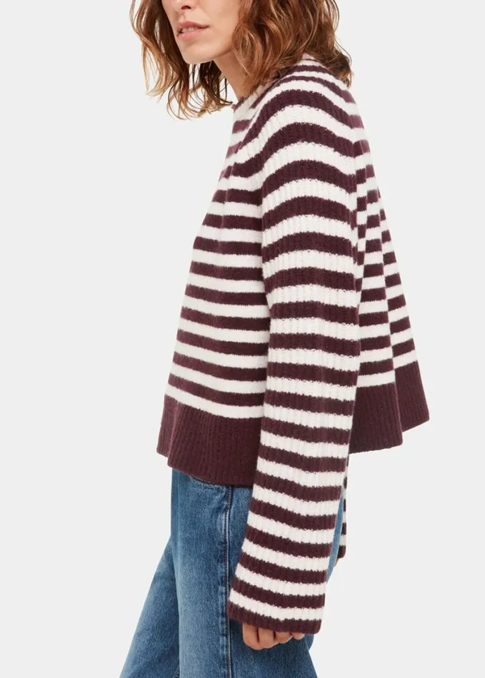 Whistles Wool Mix Stripe Crew Multicolour Women Sweaters and Cashmere