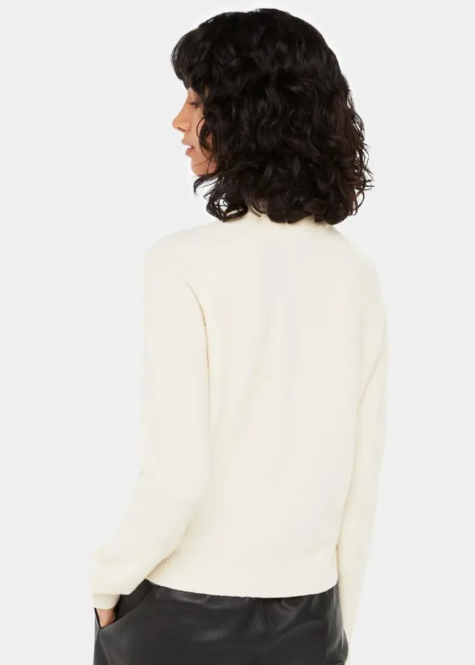 Whistles Wool Textured Crew Neck Knit Ivory Women Sweaters and Cashmere