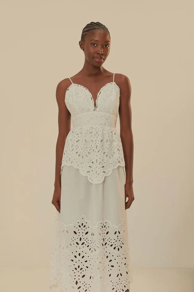 White Laise Sleeveless Maxi Dress Women FARM Rio Maxi Dresses