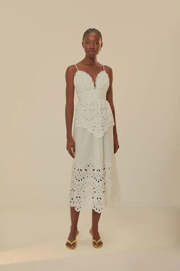 White Laise Sleeveless Maxi Dress Women FARM Rio Maxi Dresses