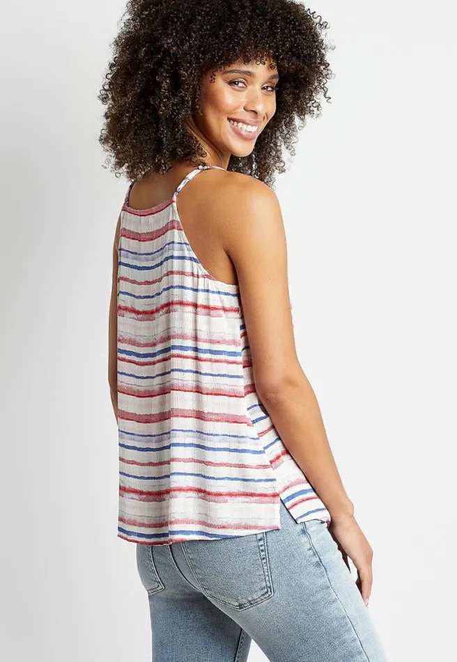 White Striped Button Front Cami Women Maurices Tops