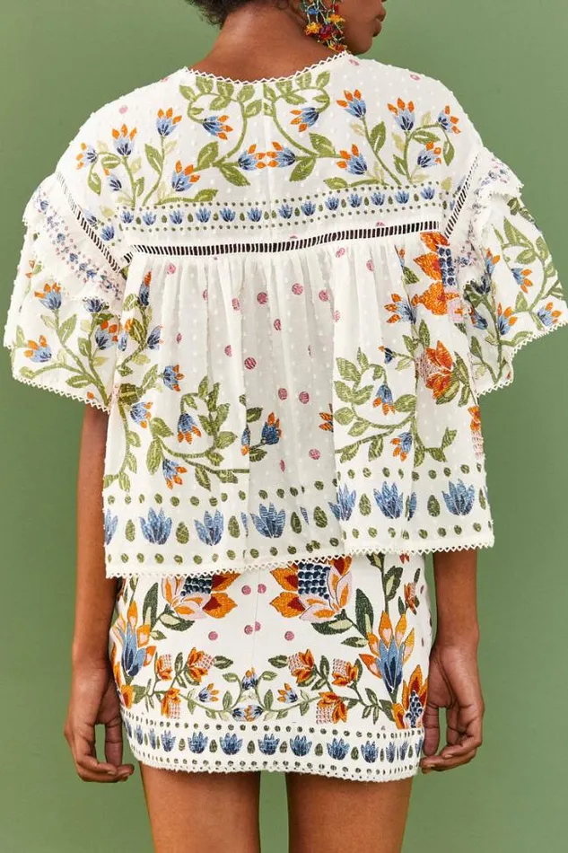 White Summer Garden Blouse Women FARM Rio Blouses