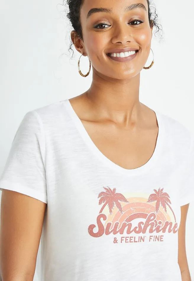 White Sunshine And Feelin Fine Graphic Tee Women Maurices Tops