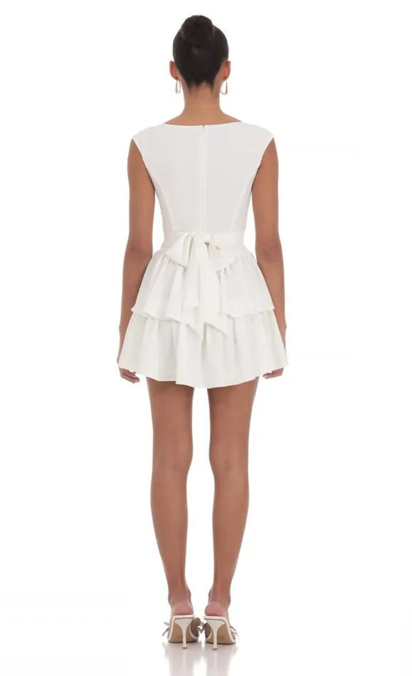 Wide Strap Ruffle Dress White Women LUCY IN THE SKY Mini Dresses
