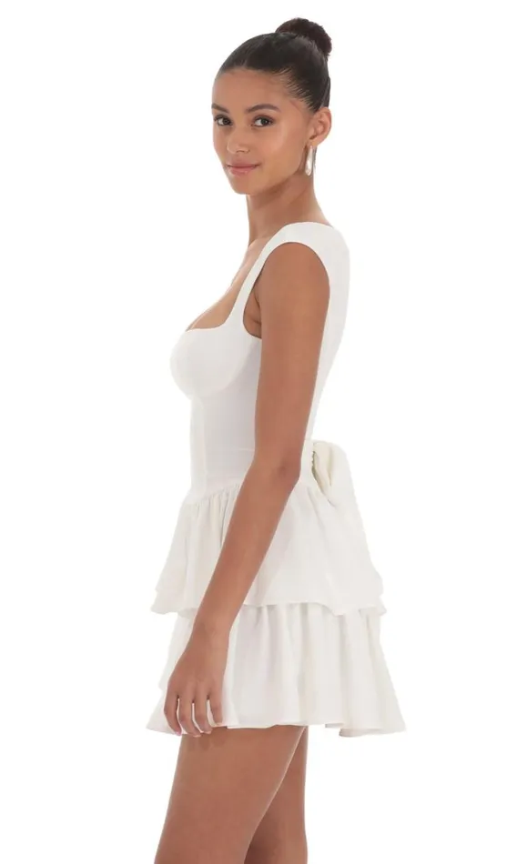 Wide Strap Ruffle Dress White Women LUCY IN THE SKY Mini Dresses