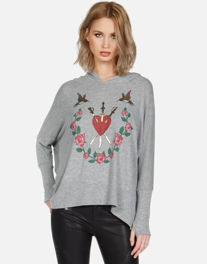 Wilma Garden Of Love Heather Grey Women Lauren Moshi Hoodies