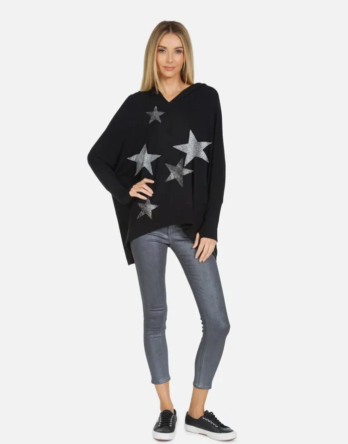 Wilma X Crystal Multi Stars Black Women Lauren Moshi Hoodies