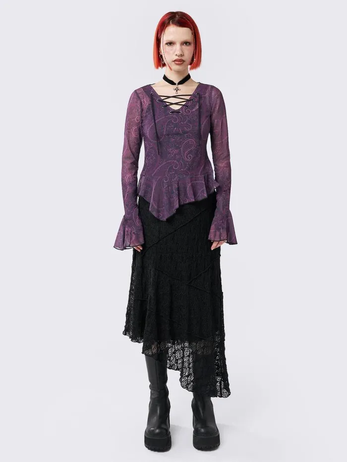 Winona Lace Up Flared Sleeve Top Women Minga London Tops and TShirts Winona Lace Up Flared Sleeve Top Women Minga London Tops and TShirts