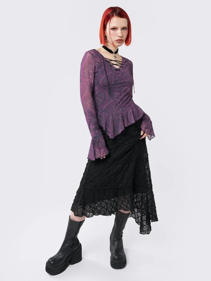 Winona Lace Up Flared Sleeve Top Women Minga London Tops and TShirts Winona Lace Up Flared Sleeve Top Women Minga London Tops and TShirts