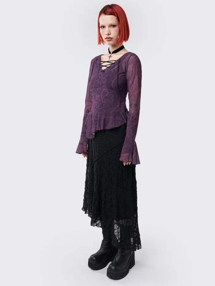 Winona Lace Up Flared Sleeve Top Women Minga London Tops and TShirts Winona Lace Up Flared Sleeve Top Women Minga London Tops and TShirts