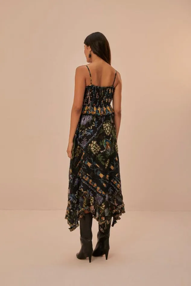 Winter Garden Black Pleated Lace Sleeveless Midi Dress Women FARM Rio Midi Dresses