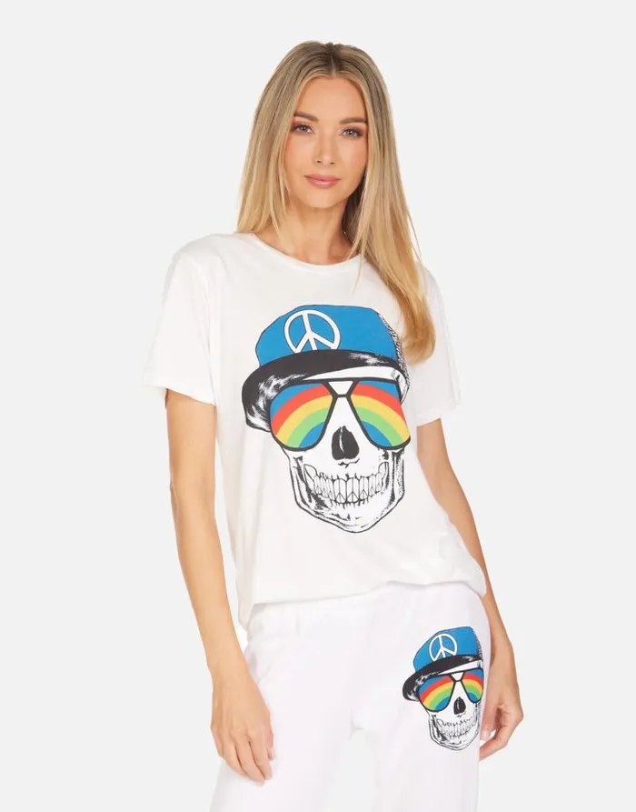 Wolf Rainbow Peace Skull Milk Women Lauren Moshi Short Sleeve