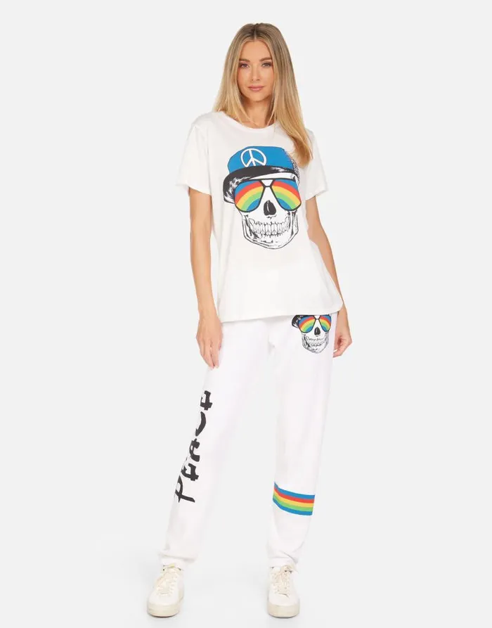 Wolf Rainbow Peace Skull Milk Women Lauren Moshi Short Sleeve