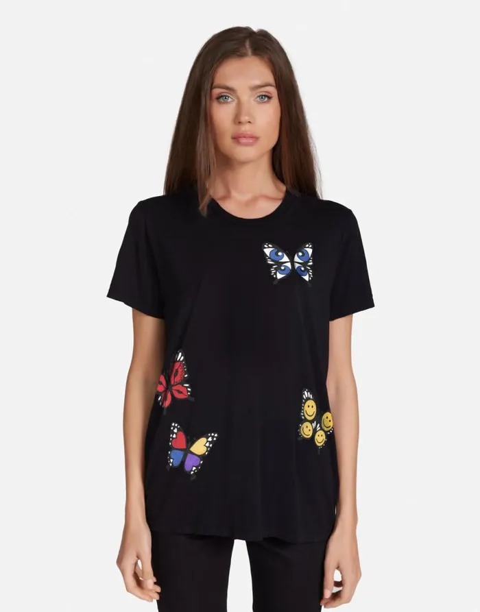 Wolf X Butterfly Black Women Lauren Moshi Short Sleeve