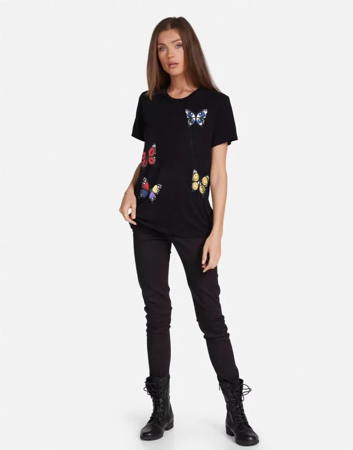 Wolf X Butterfly Black Women Lauren Moshi Short Sleeve