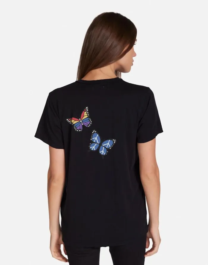 Wolf X Butterfly Black Women Lauren Moshi Short Sleeve