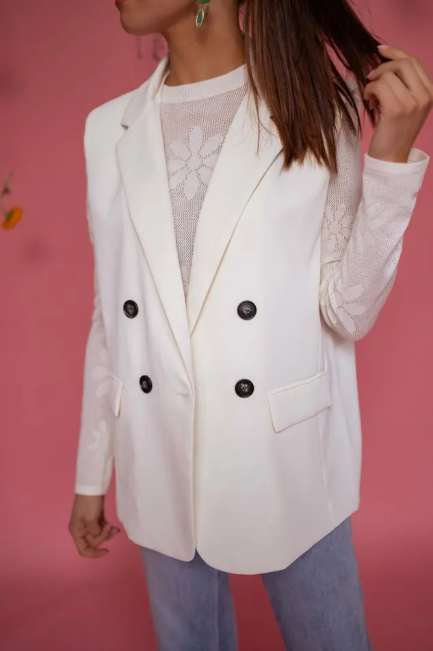 Women039s Clothing Blazers Easy Clothes Ecru Oana Sleeveless Blazer