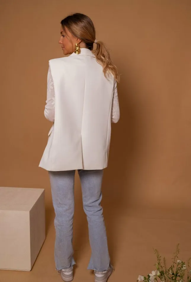 Women039s Clothing Blazers Easy Clothes Ecru Oana Sleeveless Blazer