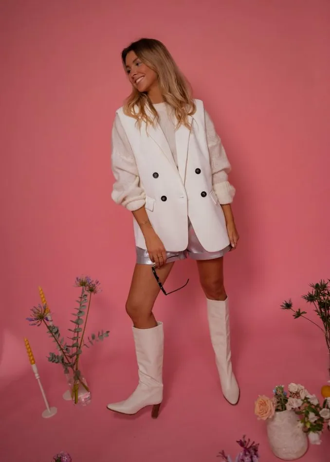 Women039s Clothing Blazers Easy Clothes Ecru Oana Sleeveless Blazer