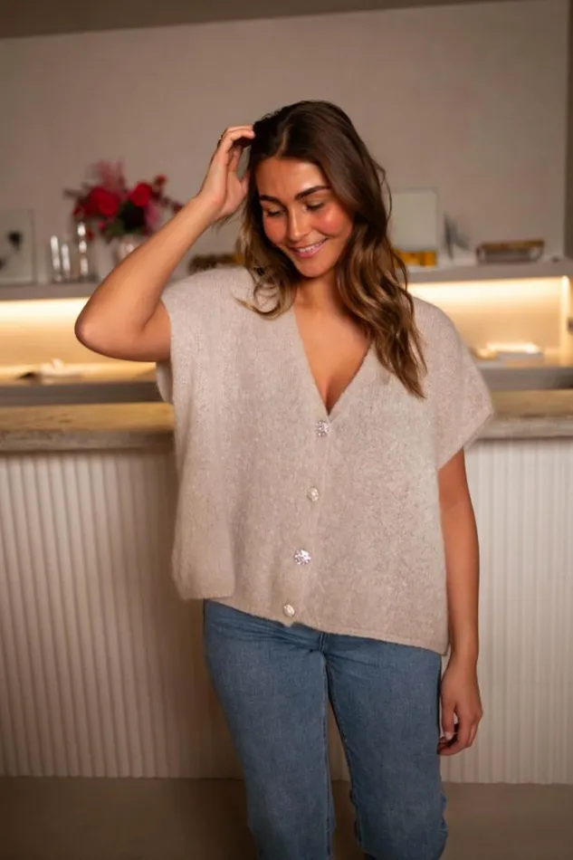 Women039s Clothing Cardigans Easy Clothes Beige Sleeveless Fantin Cardigan