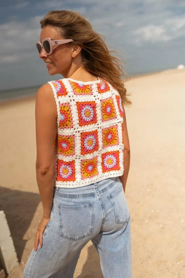Women039s Clothing Cardigans Easy Clothes Pink And Orange Sleeveless Aimee Cardigan