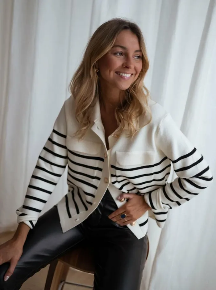 Women039s Clothing Cardigans Easy Clothes Striped Danie Cardigan