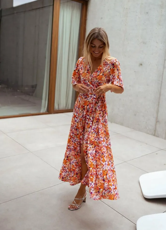 Women039s Clothing Dresses Easy Clothes Orange Floral Asma Dress