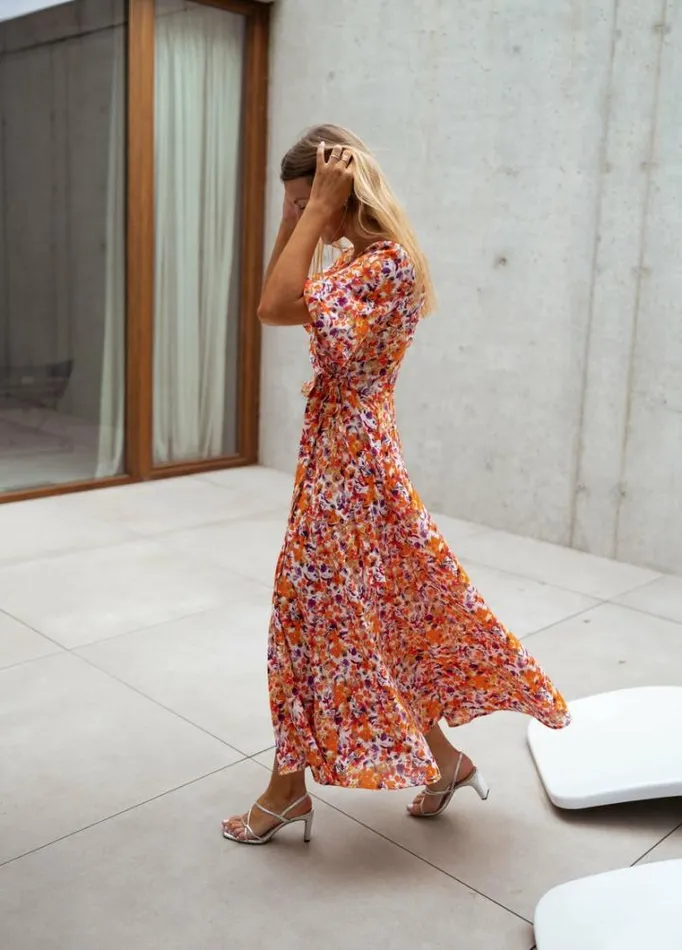Women039s Clothing Dresses Easy Clothes Orange Floral Asma Dress Women039s Clothing Dresses Easy Clothes Orange Floral Asma Dress