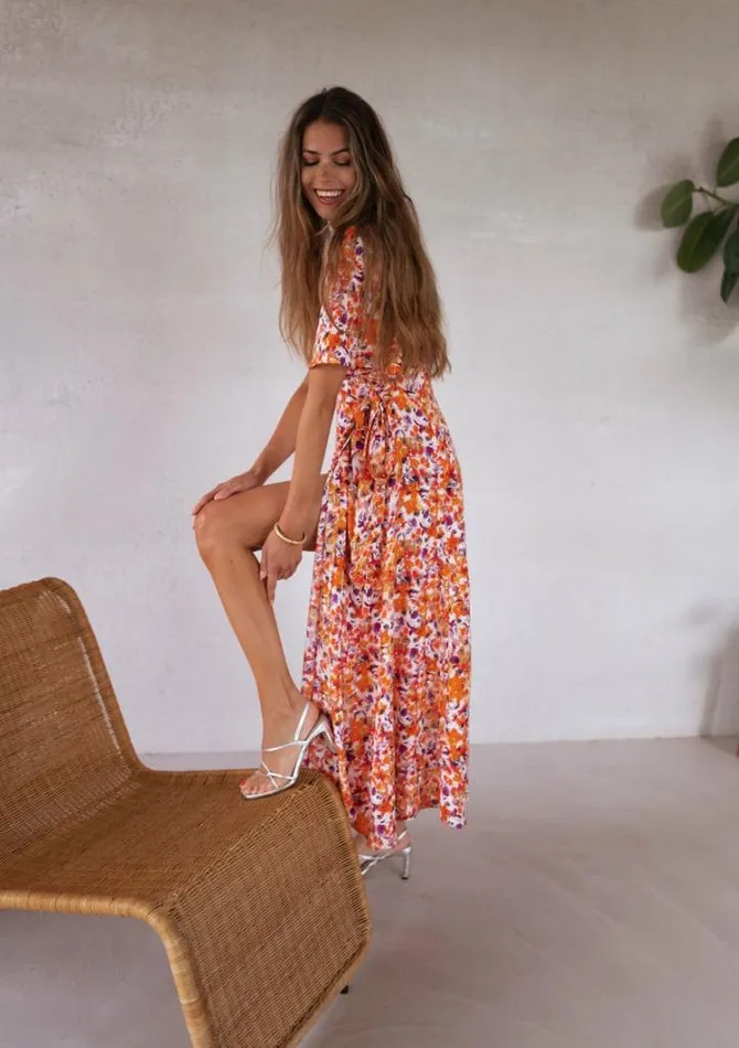Women039s Clothing Dresses Easy Clothes Orange Floral Asma Dress Women039s Clothing Dresses Easy Clothes Orange Floral Asma Dress
