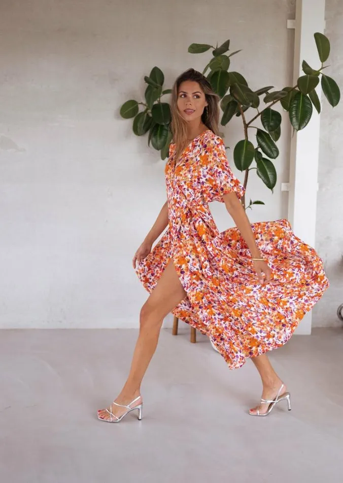 Women039s Clothing Dresses Easy Clothes Orange Floral Asma Dress Women039s Clothing Dresses Easy Clothes Orange Floral Asma Dress