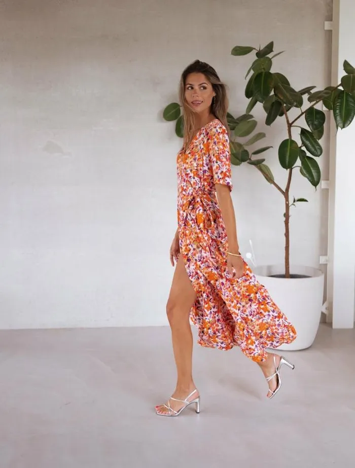 Women039s Clothing Dresses Easy Clothes Orange Floral Asma Dress Women039s Clothing Dresses Easy Clothes Orange Floral Asma Dress
