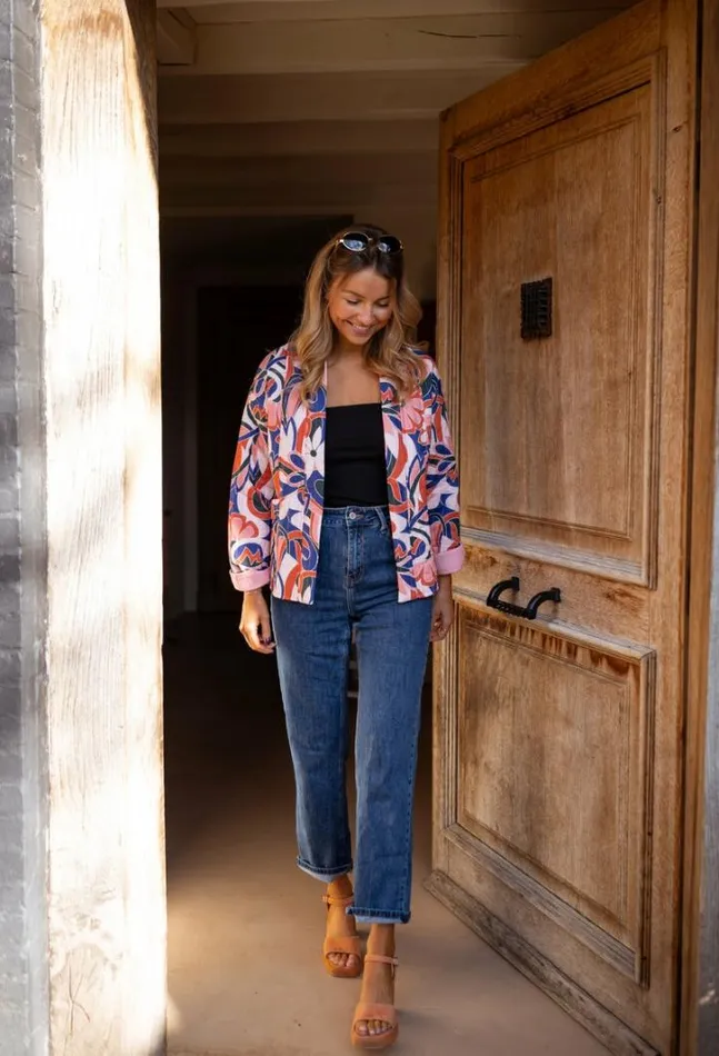 Women039s Clothing Jackets Easy Clothes Orange And Blue Thia Jacket Women039s Clothing Jackets Easy Clothes Orange And Blue Thia Jacket