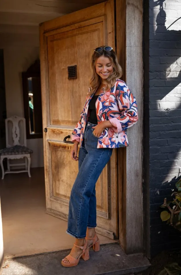 Women039s Clothing Jackets Easy Clothes Orange And Blue Thia Jacket Women039s Clothing Jackets Easy Clothes Orange And Blue Thia Jacket