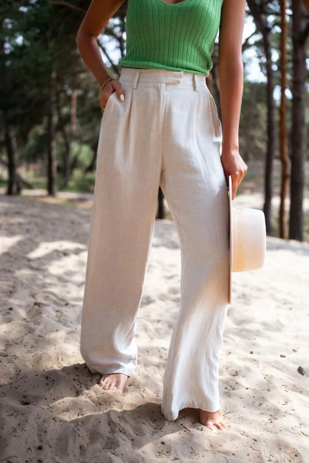 Women039s Clothing Pants and Jeans Easy Clothes Beige Joey Linen Pants Beige