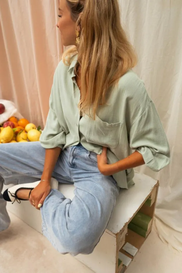 Women039s Clothing Shirts Easy Clothes Sea Green Linen Blanca Shirt Sea Green Women039s Clothing Shirts Easy Clothes Sea Green Linen Blanca Shirt Sea Green