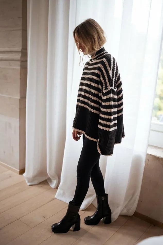 Women039s Clothing Sweaters Easy Clothes Black And Ecru Striped Genna Sweater Women039s Clothing Sweaters Easy Clothes Black And Ecru Striped Genna Sweater