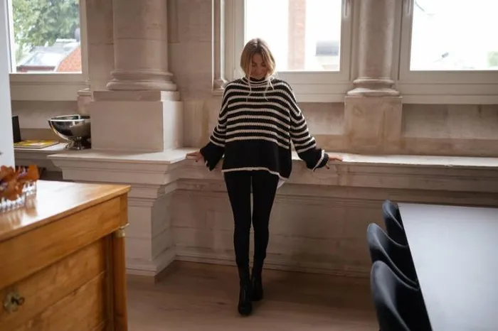 Women039s Clothing Sweaters Easy Clothes Black And Ecru Striped Genna Sweater Women039s Clothing Sweaters Easy Clothes Black And Ecru Striped Genna Sweater