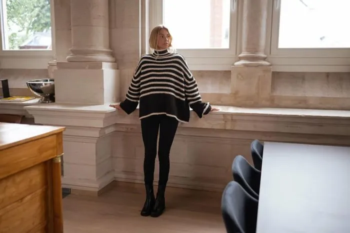 Women039s Clothing Sweaters Easy Clothes Black And Ecru Striped Genna Sweater Women039s Clothing Sweaters Easy Clothes Black And Ecru Striped Genna Sweater