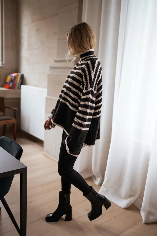Women039s Clothing Sweaters Easy Clothes Black And Ecru Striped Genna Sweater Women039s Clothing Sweaters Easy Clothes Black And Ecru Striped Genna Sweater