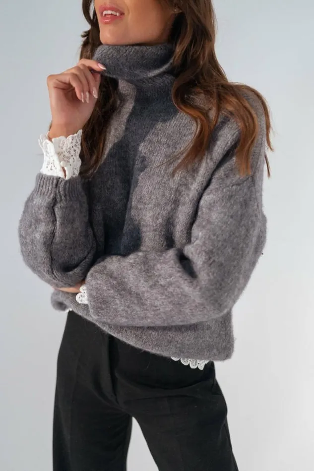 Women039s Clothing Sweaters Easy Clothes Dark Grey Satou Sweater