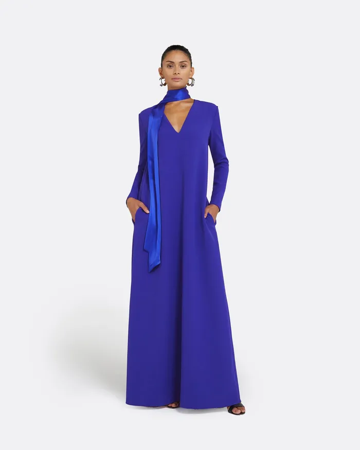 Women Aleah Azure Blue Long Dress Azure Blue Dresses Safiyaa
