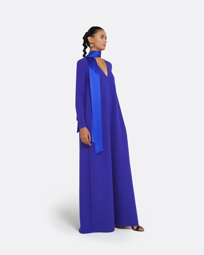 Women Aleah Azure Blue Long Dress Azure Blue Dresses Safiyaa