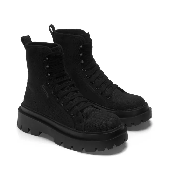 Women Ankle Boots Woman 3051 ALPINA APEX HIGH Laced TOTAL BLACK Superga Ankle Boots