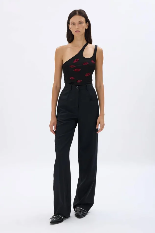 Women Asymmetrical Jersey Tank Top Black Black Sonia Rykiel Evening Tops