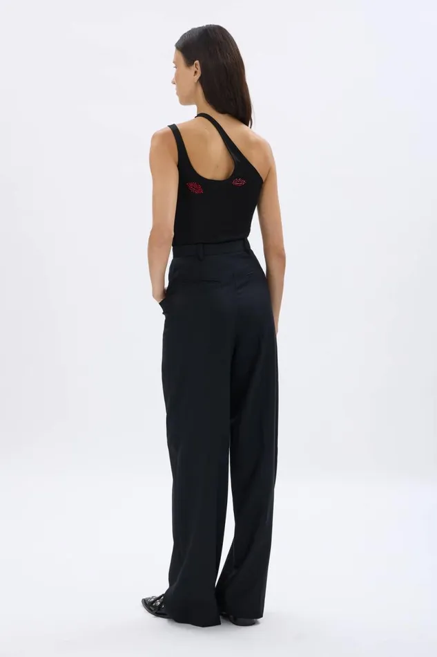 Women Asymmetrical Jersey Tank Top Black Black Sonia Rykiel Evening Tops